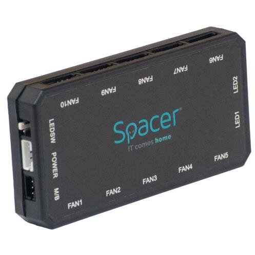 Controller pentru Maxim 10 Ventilatoare ARGB + 2 Benzi LED Telecomanda pentru Setat Iluminarea RGB Sincronizare cu MB Alimentare 6-pin Negru