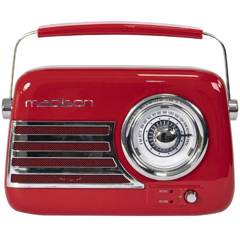 Radio Portabil FM Nostalgia 15W Bluetooth Aux Rosu