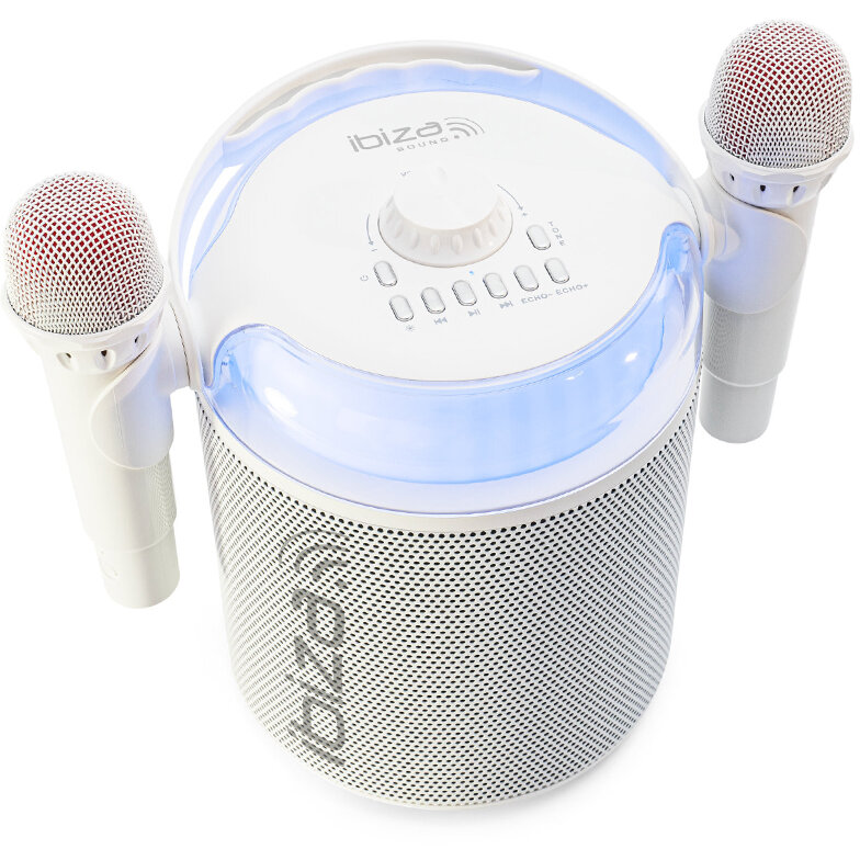 Boxa Karaoke 2 Microfoane Wireless Bt/Usb/Msd/Aux Alb