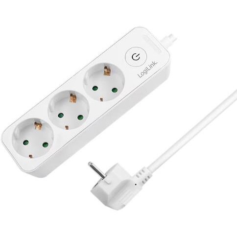 Prelungitor 3x Schuko 230V/16A 50Hz Maxim 3600W Buton Intrerupator Iluminat IP20 Cablu 1.5M Alb
