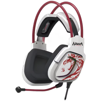 Casti Gaming Bloody Co-Branded Naraka Cu Fir USB Tip Standard Iluminare 7.1 Virtual Sound Alb