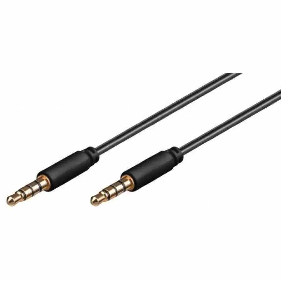 Cablu Audio Jack Stereo Goobay 3.5mm Tata 4pini - 3.5mm Tata 0.5m Negru
