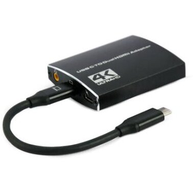 Adaptor Video Gembird USB 3.1 Type-C (T) la 2 x HDMI (M) 15CM Rezoluție Maximă 4K UHD (3840 x 2160) la 30Hz Ieșire Audio 3.5MM Negru