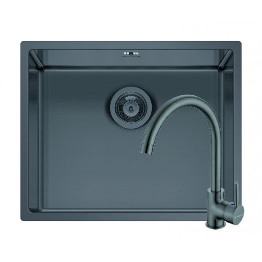 Set Chiuveta Inox + Baterie ECO BELLO ASTRIS COLORA 50x40 1B Gun Metal