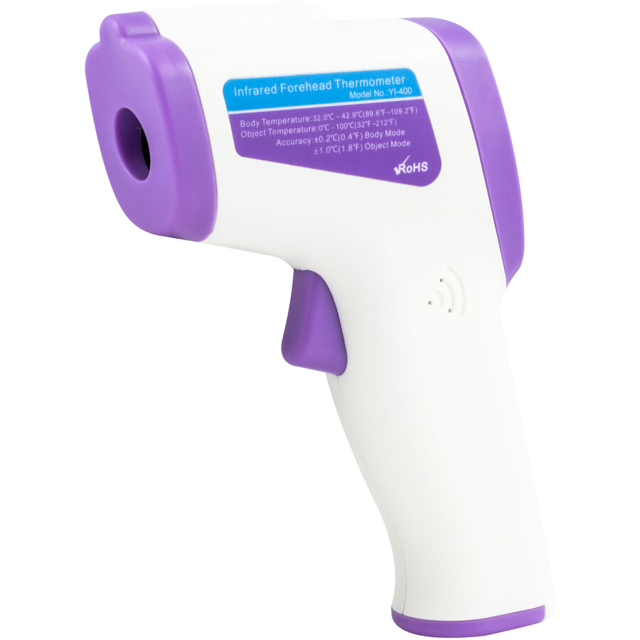 Termometru Non-Contact cu Infraroșu Zass ZIT 01 Model YI-400 Afișaj LCD Alarma 2x AAA Alb/Mov