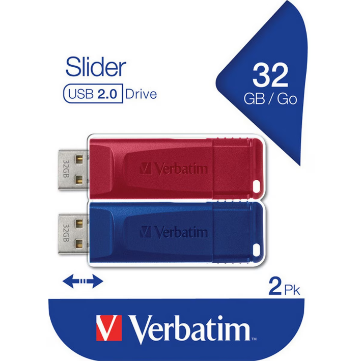 Memorie USB 49327 USB 2.0 Slider 2 X 32GB Rosu/Albastru