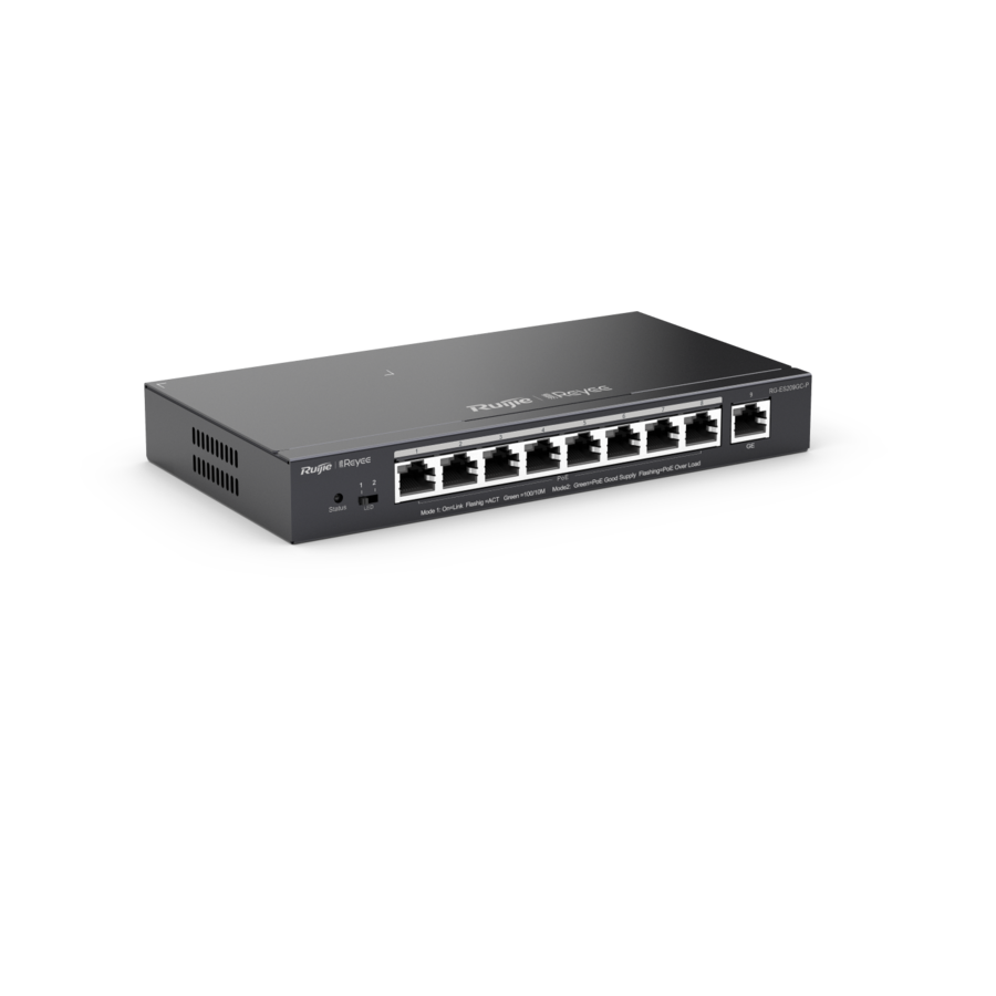 Switch Reyee RG-ES209GC-P 9 Porturi PoE Smart Cloud Administrat Gigabit Negru