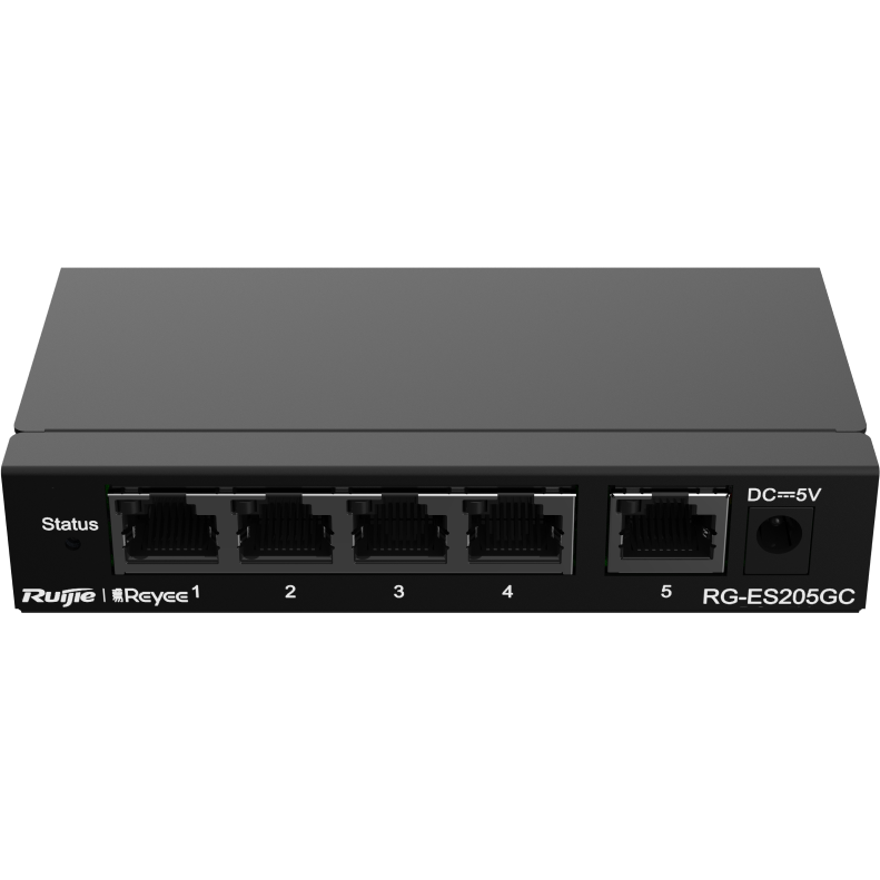 Switch Ruijie Reyee RG-ES205GC-P PoE Gestionat In Cloud inteligent Gigabit Cu 5 Porturi Negru — imaginea 2