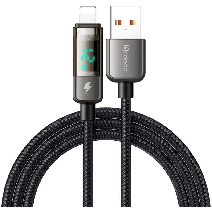 Cablu Date Mcdodo USB Lightning Display Auto Power Off Fast Charging 1.2m Negru