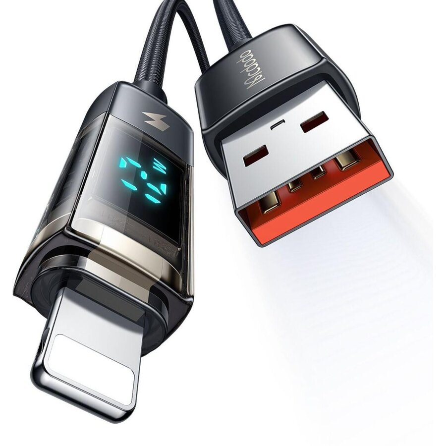Cablu Date Mcdodo USB Lightning Display Auto Power Off Fast Charging 1.2m Negru — imaginea 4