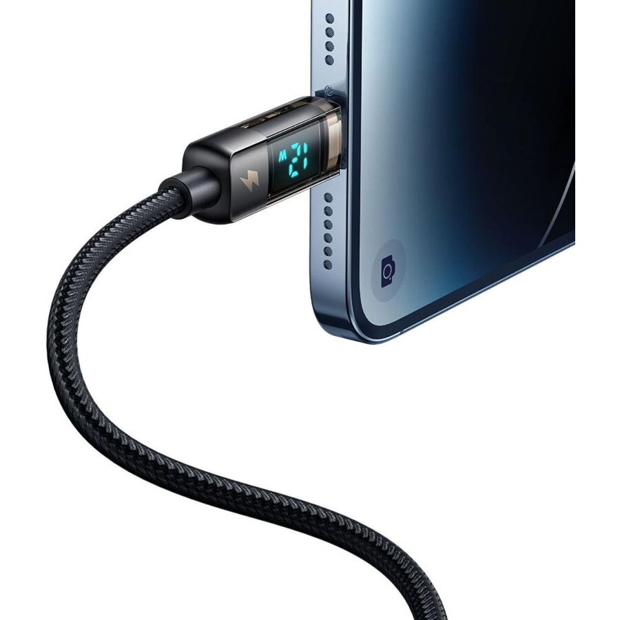 Cablu Date Mcdodo USB Lightning Display Auto Power Off Fast Charging 1.2m Negru — imaginea 6