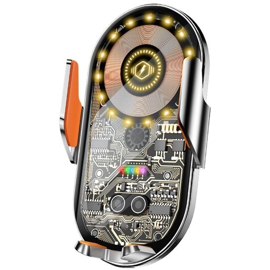 Suport Auto Cu Încărcare Wireless Lemontti LEMSAW15WTN 15W Deschidere Automata Prindere Ventilație Cablu Type-C Inclus Transparent Negru