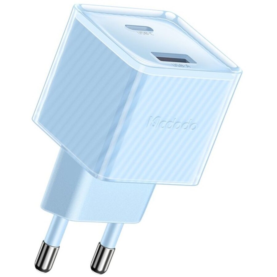 Incarcator Retea Dual Port USB  Type-C  USB-A Dichromatic Fast Charging PD 33W Albastru