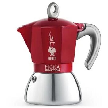 Cafetiera pentru Plita cu Inductie Bialetti Moka Induction Pot 6tz 0.3L  Rosu/Argintiu