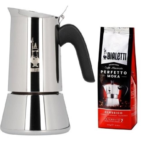 Set Cafetiera New Venus 6tz + Cafea Perfetto Moka Classic 250G Argintiu