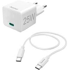 Mini Charger Fast Charger With USB-C Charging Cable  PD 25W 1.5m White