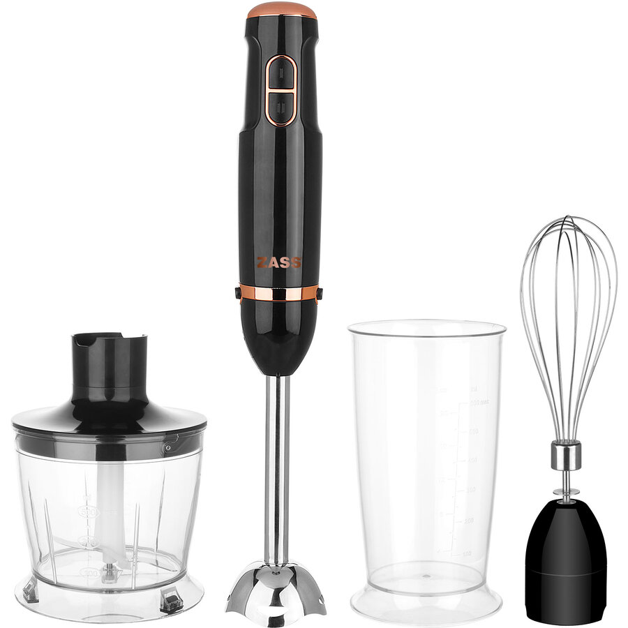 Blender de Mână Zass ZHB 21 2 Viteze cu Accesorii 400W Negru/Rose Gold