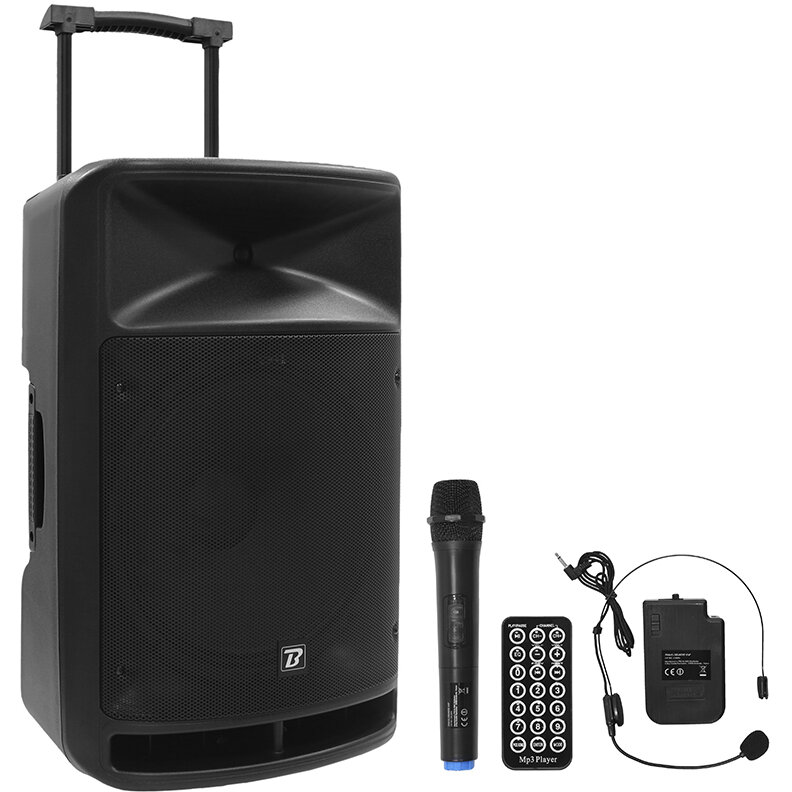 Boxa Portabila 15''/38Cm Tweeter 350W Bt Usb Fm Sd Negru