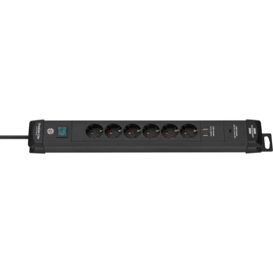 Prelungitor Premium-Line Multi Socket 6 Prize 2x USB 3M Negru