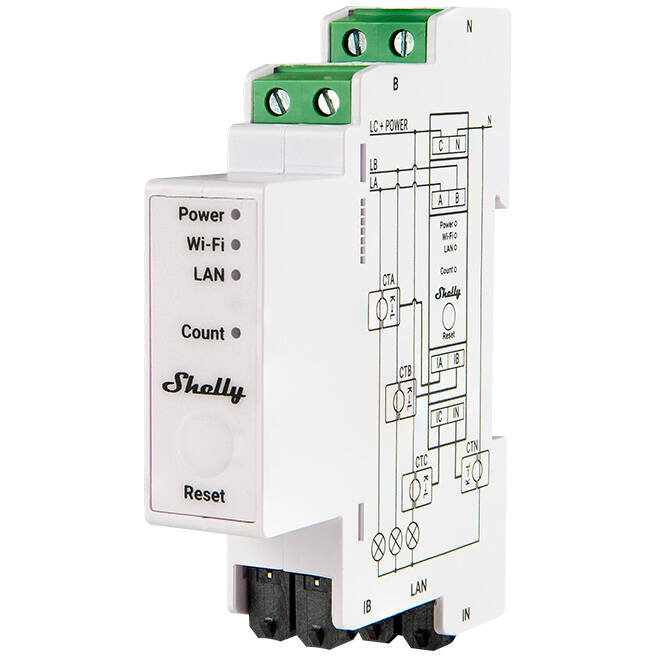Releu Shelly Qubino PRO 3EM 120A Contor de Energie Din Rail 2 Canale ...