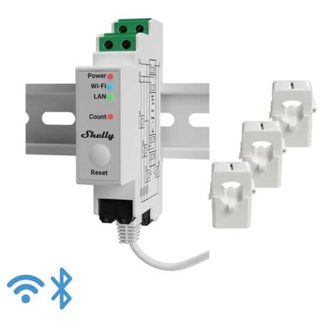 Releu Shelly Qubino PRO 3EM 120A Contor de Energie Din Rail 2 Canale ...