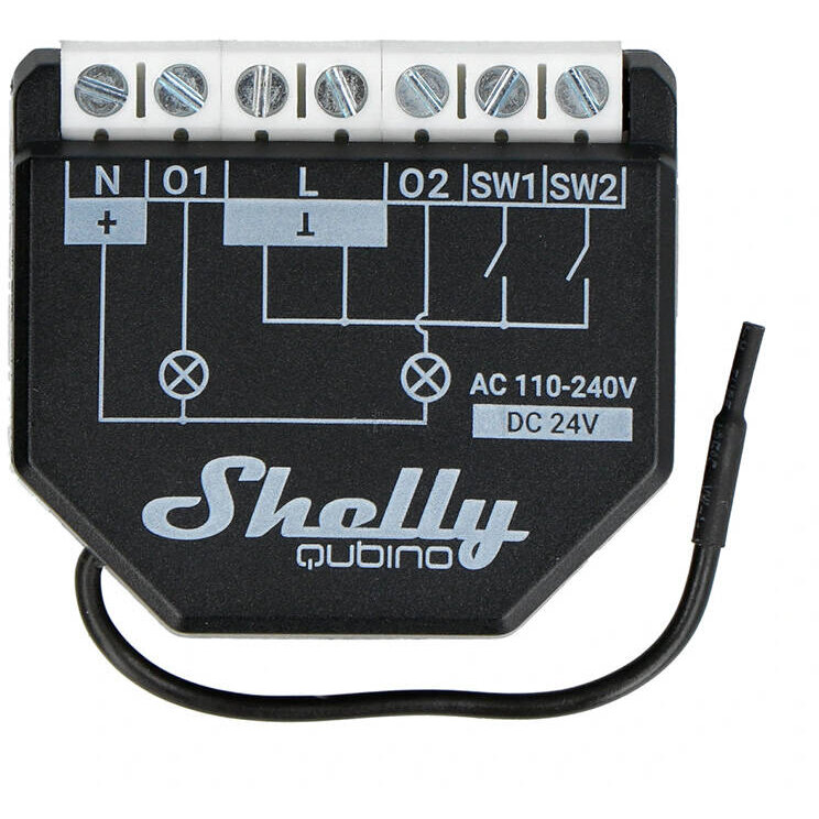 Întrerupător Shelly Qubino Wave 2 PM, Z-Wave, 16A, Negru