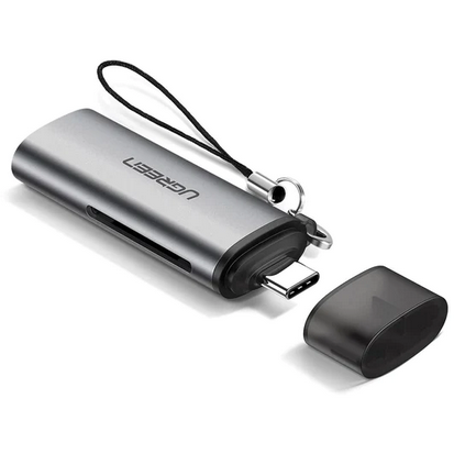 Cititor De Carduri Extern Interfata USB Type-C Citeste/Scrie: SD Si TF MicroSD Viteza Pana La 5Gbps Suporta Carduri Maxim 512GB Plastic Gri