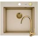 Set Chiuveta Granit + Baterie ECO BELLO Gold Pyramis SIROS 57x51.5 1B Beige