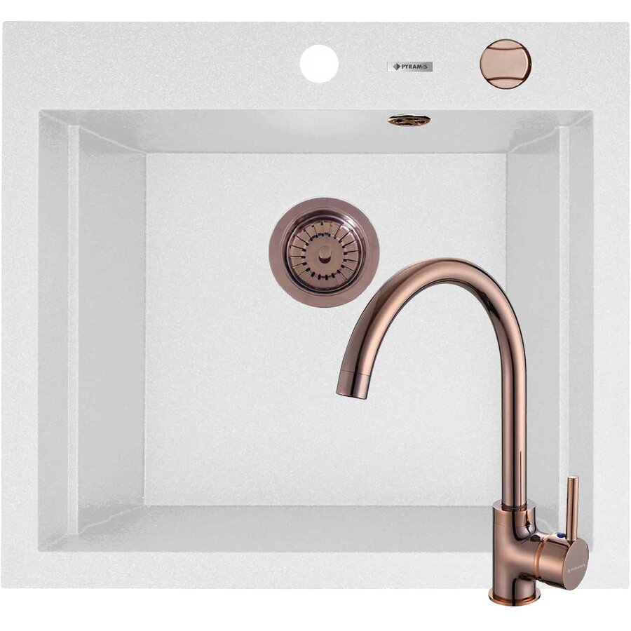 Set Chiuveta Granit + Baterie ECO BELLO Copper SIROS 57x51.5 1B White