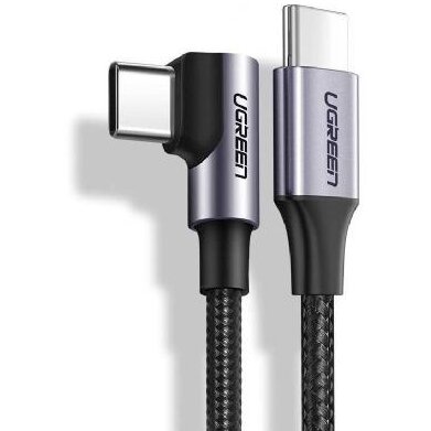 Cablu De Date Si Alimentare US255 Fast Charging Pentru Smartphone USB Type-C La USB Type-C 60W/3A Angled 90 Braided 1m Gri