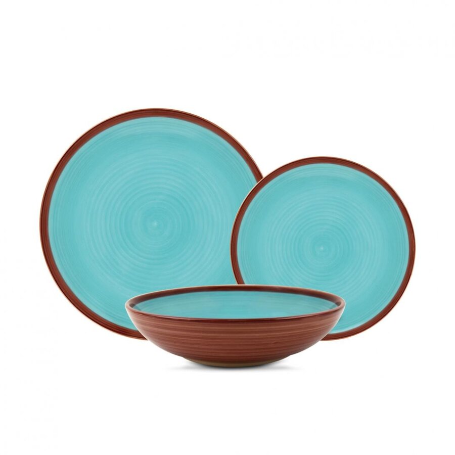 Serviciu Masa Ceramica 18 Piese SIERRA Bicolor