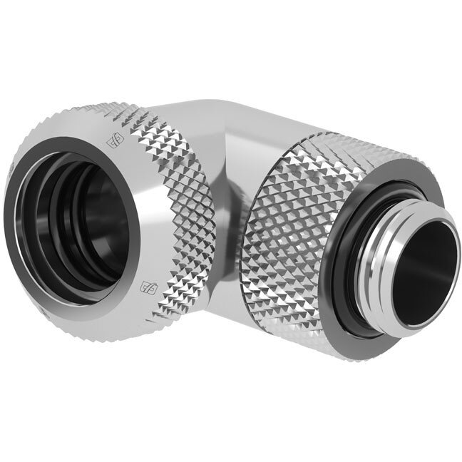 Adaptor Racirea  Apa 90 Grade G1/4inch Rotativ Alama Nichelata 14mm Argintiu