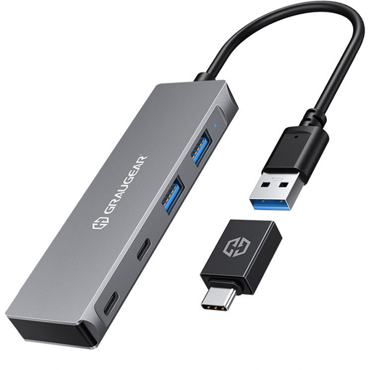 Adaptor 2x USB-A  2x USB-C 1x USB-A  155mm Gri