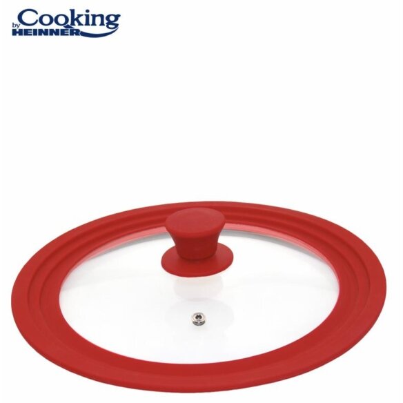 Capac Sticla Cu Margine Din Silicon Ajustabila pe 3 Dimensiuni 22/24/26cm Rosu