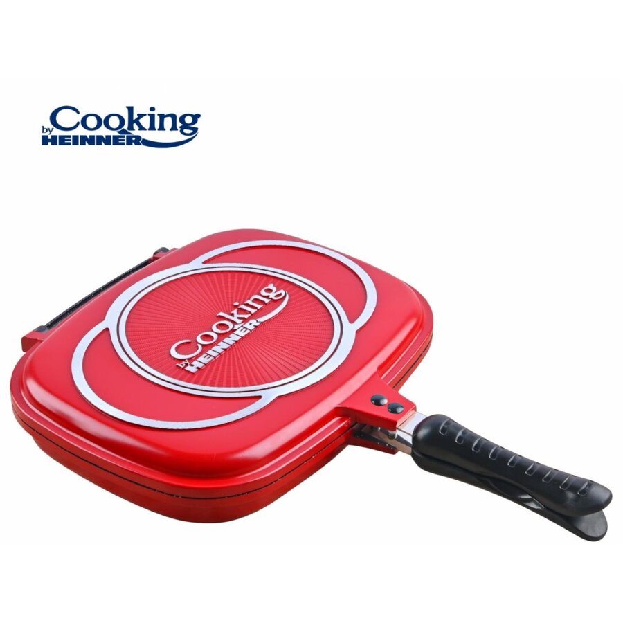 Tigaie Dubla Dreptunghiulara Tip Grill Aluminiu 32 x 24 x 7.5cm Red Line Rosu