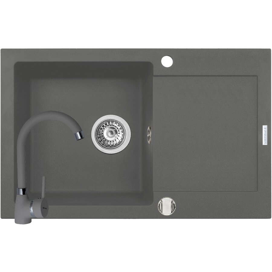 Set Chiuveta Granit + Baterie BELLO MIDO 79x50 1B 1D Grey