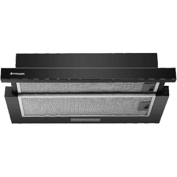 Hota Incorporabila Telescopica MDER Power Black PNT Putere   Absorbtie 409mc/h  1 Motor  60cm  Finisaj Metal Negru