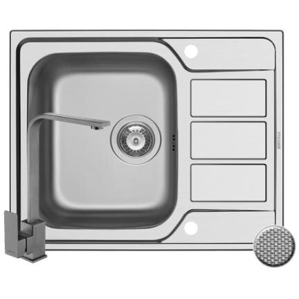 Set Chiuveta de Bucatarie ATHENA 1B1D LN cu Picurator Reversibila si Baterie ECO CECILIA din Inox Argintiu