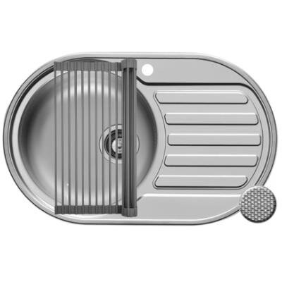 Set Chiuveta de Bucatarie SR MINI 1B1D ST Ovala Inox si Suport Multifunctional ROLL UP Argintiu