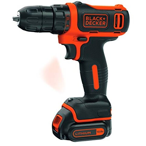 BLACK + DECKER cordless drill BDCDD12, 10,8Volt (black / orange, Li-ion battery pack 1.5Ah)