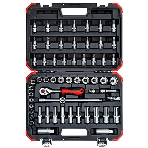 Red Socket set 3/8 , 59 pieces (red / black, with Shift-gun, SW 6mm - 24mm)