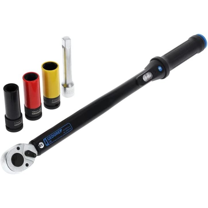 Torque wrench TORCOFLEX UK Set, 1/2  (black, incl. 3 aluminum rim sockets)