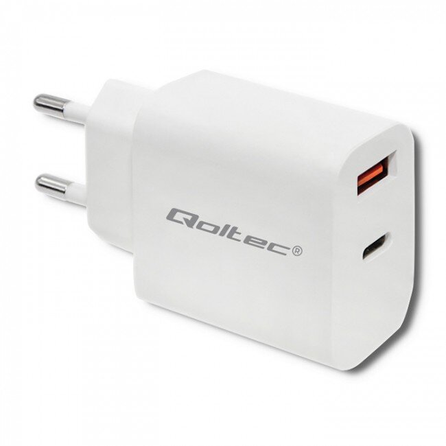 Incarcator Retea 18W 5-12V 1.5-3A USB Type C PD USB QC 3.0 Alb