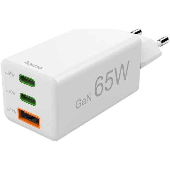 Incarcator Retea Mini GaN 65W PD/QC 2x USB-C 1x USB-A Alb