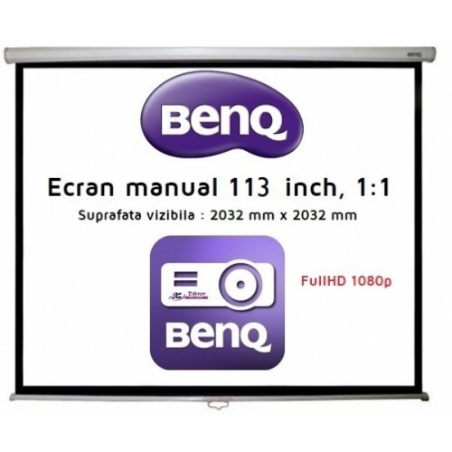 Ecran De Proiectie Screen Projector 113inch 203.2 x 203.2cm 1:1 FullHD 1080p Open/Close Manual