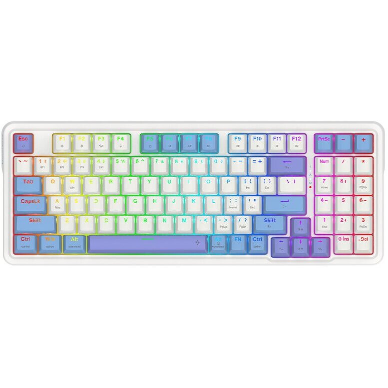 Tastatura Gaming Mecanica Gloria Pro Bluetooth Cu Fir Si Wireless Iluminare RGB Alb