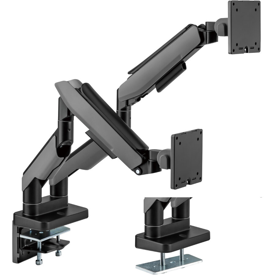 Suport 2 Monitoare BM-MNT61-2 Cu Prindere Pe Masa  Ecrane 17-35inch Max 20kg/Ecran Gri Inchis