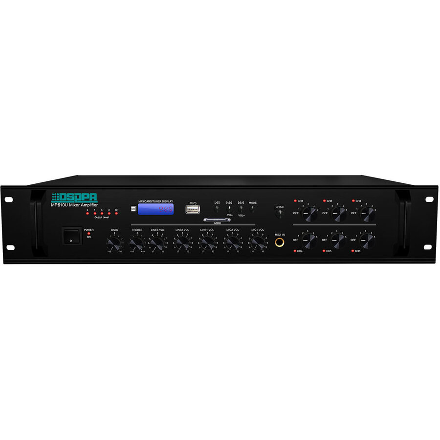 Amplificator cu Mixer MP610U 250W 6 Zone USB/SD/Tuner 4Mic si 3AUX 100V & 4-16Ohmi