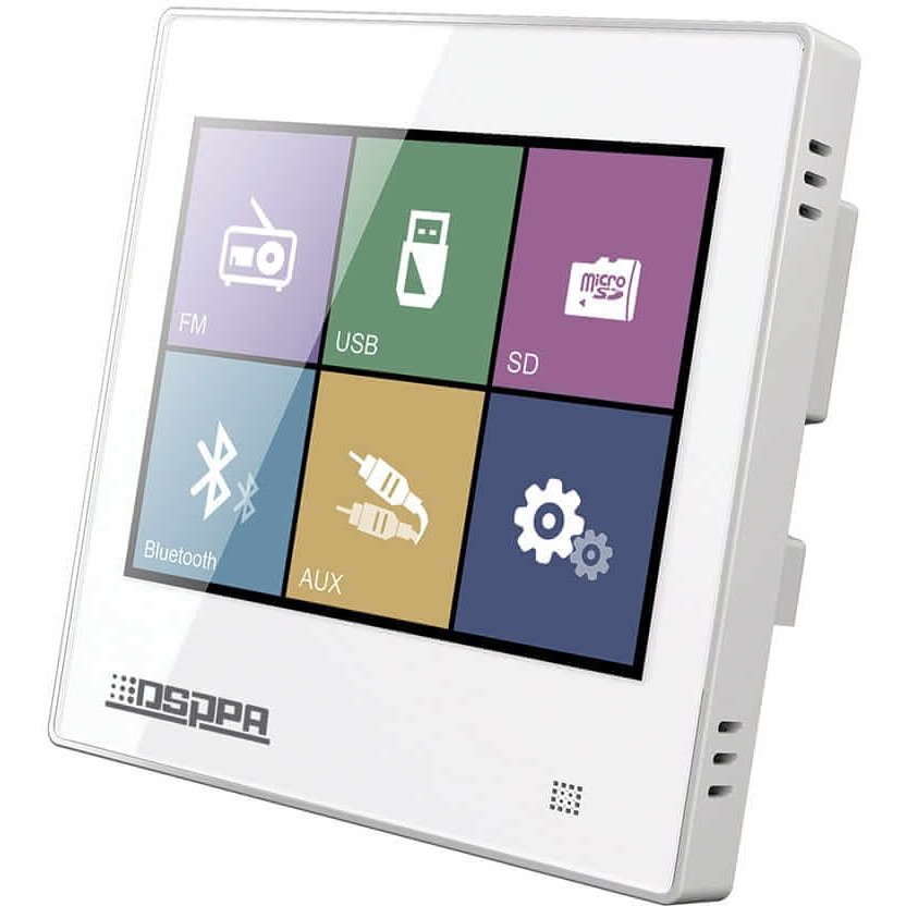 Amplificator stereo 20W de perete cu USB/SD/FM/BT cu ecran Touch, DM837 Alb - imagine 2