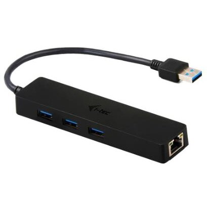 Hub Extern U3GL3SLIM USB 3.0 Metal Port cu Adaptor Gigabit Ethernet Negru